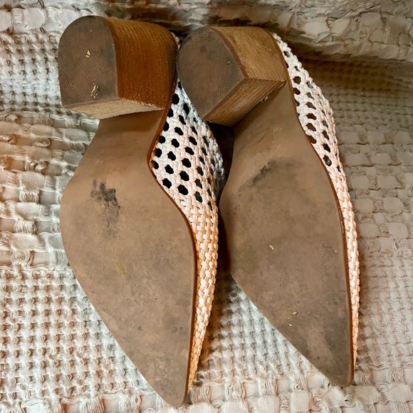 Jeffrey Campbell Leone Woven Leather Slip On Pointed Toe Mules in White - Picture 6 of 6